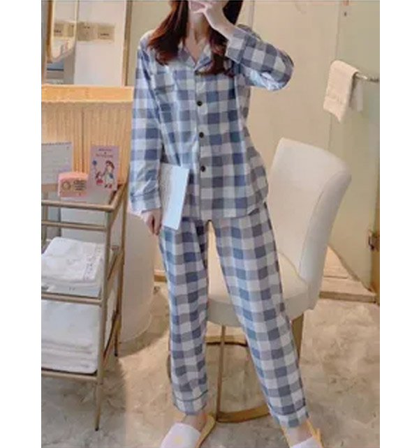 Beauenty Plaid Pajamas Set Grey/White